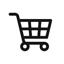 Icona di un carrello della spesa, disegnata a tratto nero